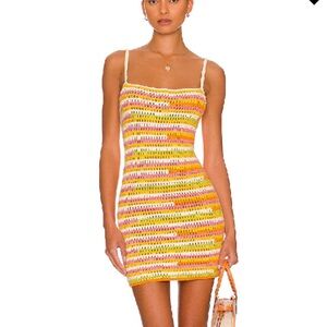 Camila Coelho Striped Crochet Mini Dress